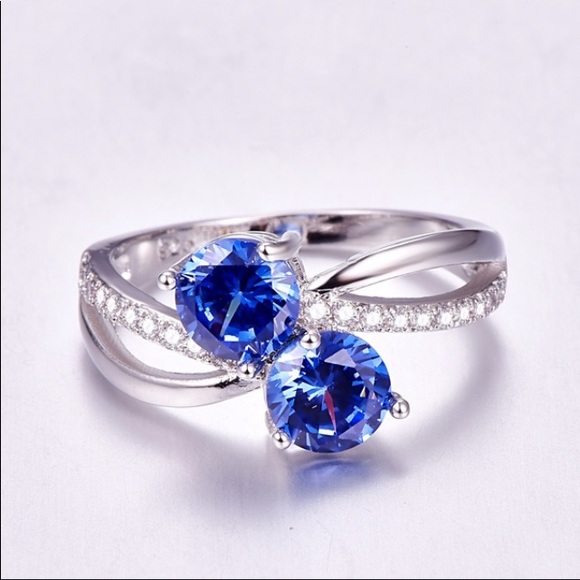 SZ 8 Tanzanite Stone Ring&White Topaz Gemstones💎 - Picture 2 of 5